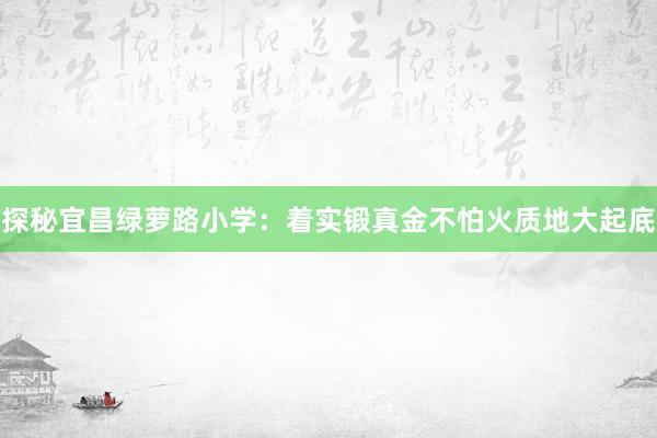 探秘宜昌绿萝路小学：着实锻真金不怕火质地大起底